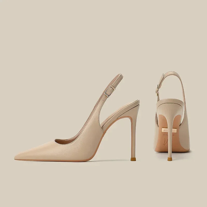 Nuevas Sandalias Planas con Tacón Fino y Hebilla en el Talón, Punta Abierta y Correa de Cuero Suave para Mujer, Ideales para el Trabajo Diario, Modelo 2026