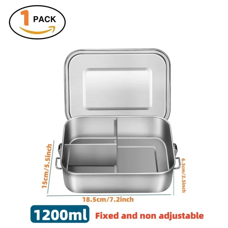 Lonchera de Acero Inoxidable 304, Hermética y a Prueba de Fugas, Bento Box de 1/2 Capas, Contenedores para Almacenamiento de Alimentos con Cierre para Adultos