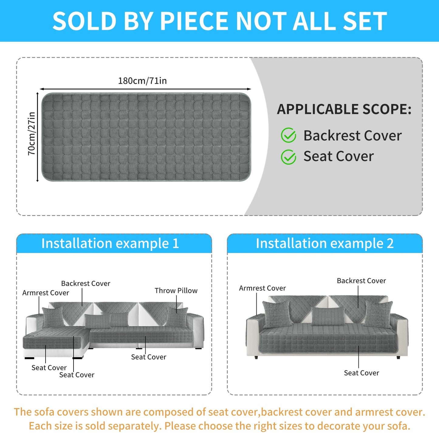 Fundas de sofá suaves y cálidas, fundas de cojines lavables, antideslizantes, fácil instalación para fundas de sofá seccionales en forma de L, protección de muebles