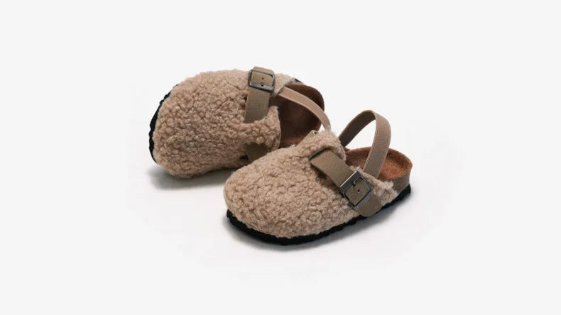 Sandalias de corcho para niños y niñas, zapatos de exterior de sandalias cálidas, calzado para preandador, otoño e invierno, novedad