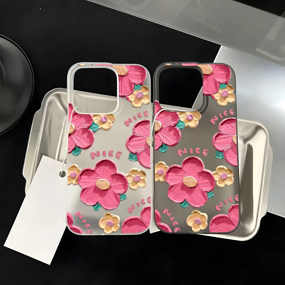 Fundas de teléfono de silicona suave mate para iPhone 15 funda iPhone 16 13 17 Pro Max 14 11 12 Pro 15 16 Plus funda transparente a prueba de golpes con flores