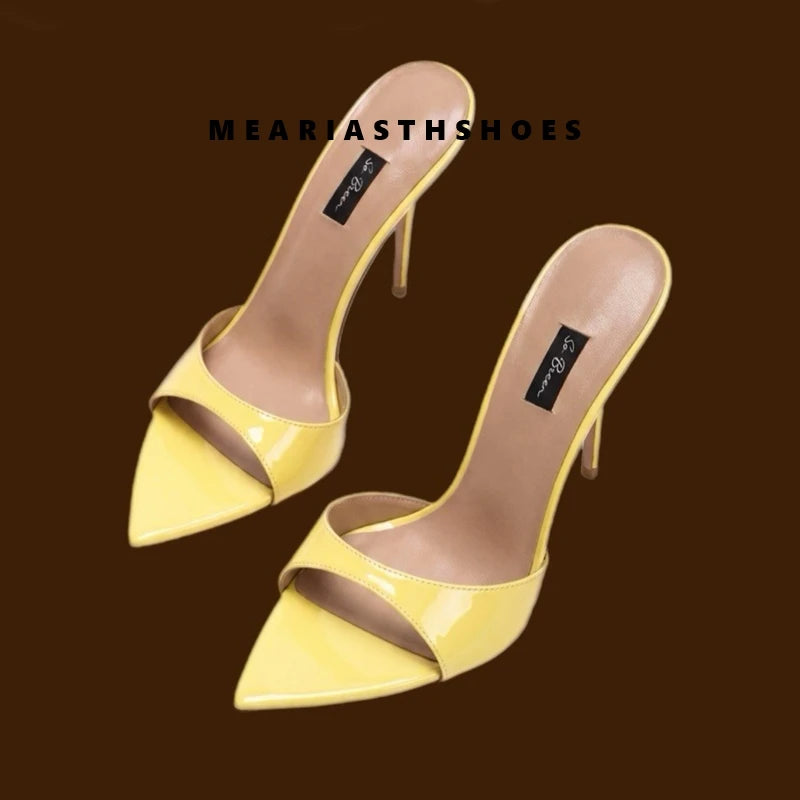 Sandalias de Tacón Alto para Mujer, Diseño Sexy con Punta en Pico, Sandalias de Tacón Alto y Fino, Mules con Punta Abierta
