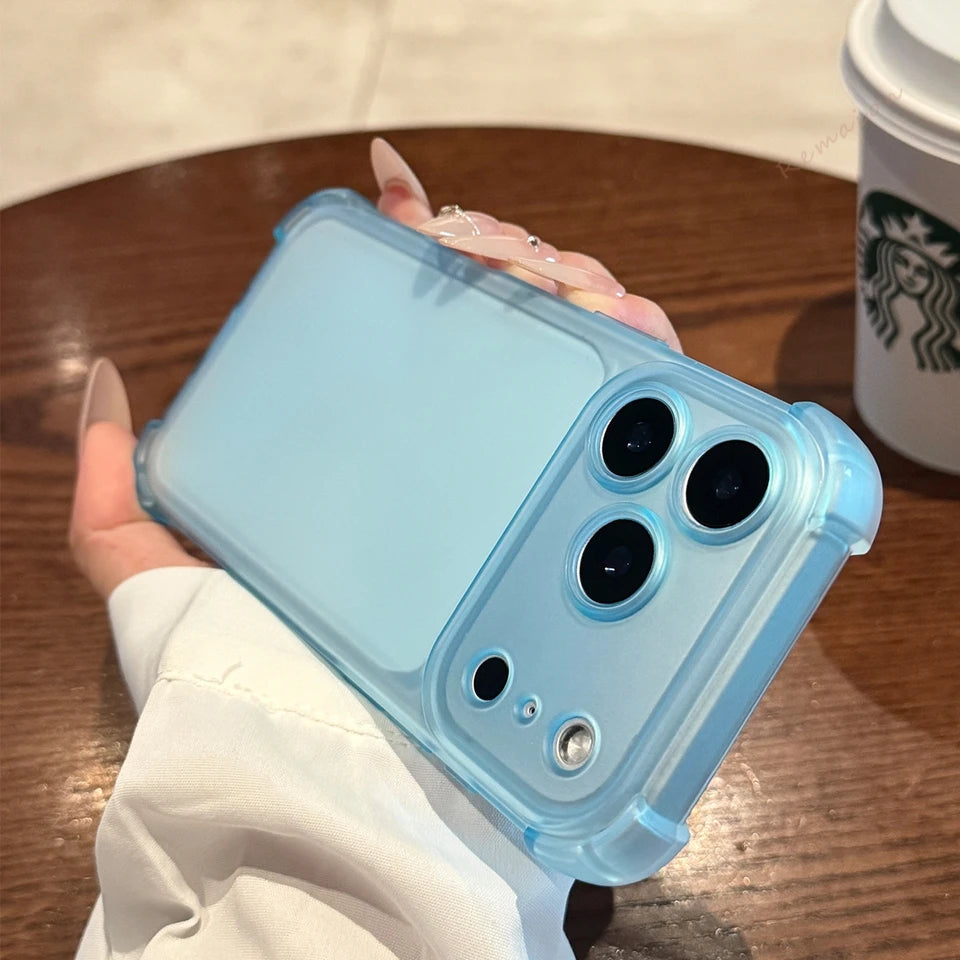 Bonita funda de teléfono transparente mate para iPhone 17 Air 16E 14 15 16 11 12 13 Pro Max Plus X XS MAX XR, funda protectora a prueba de golpes