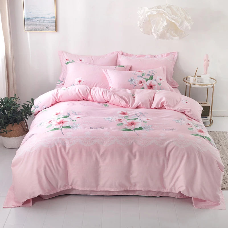 Juego de fundas de edredón 100% de algodón, ropa de cama con estampado de flores, suave y agradable para la piel, 1 unidad, 2 fundas de almohada, 3 unidades