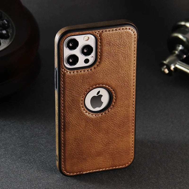 Funda para teléfono móvil, fundas para teléfonos móviles de cuero PU de alta calidad para iPhone 11, 12, 13, 14, 15 Pro Max X XR, funda negra de lujo para negocios