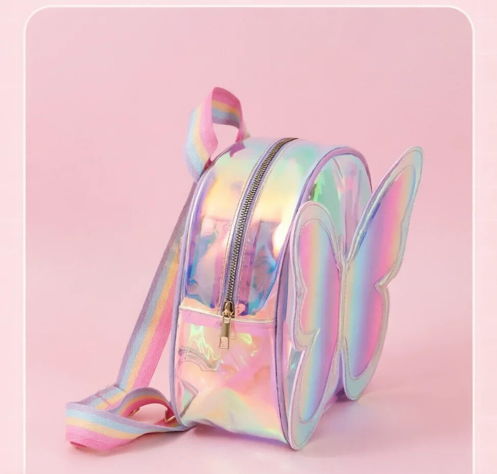 Mochila de Moda para Niñas con Diseño de Mariposa Láser, Mochila Infantil para Niños