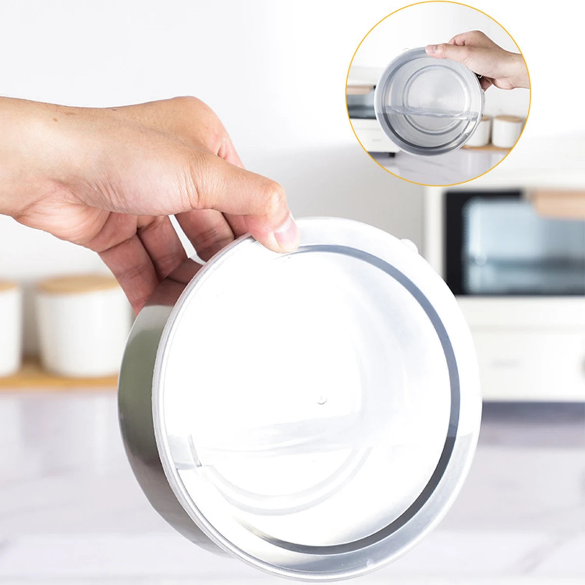 Juego de cuencos para mezclar con tapas herméticas, juego de cuencos anidados de acero inoxidable, almacenamiento de cocina, contenedores de alimentos, cubertería, 5 uds.