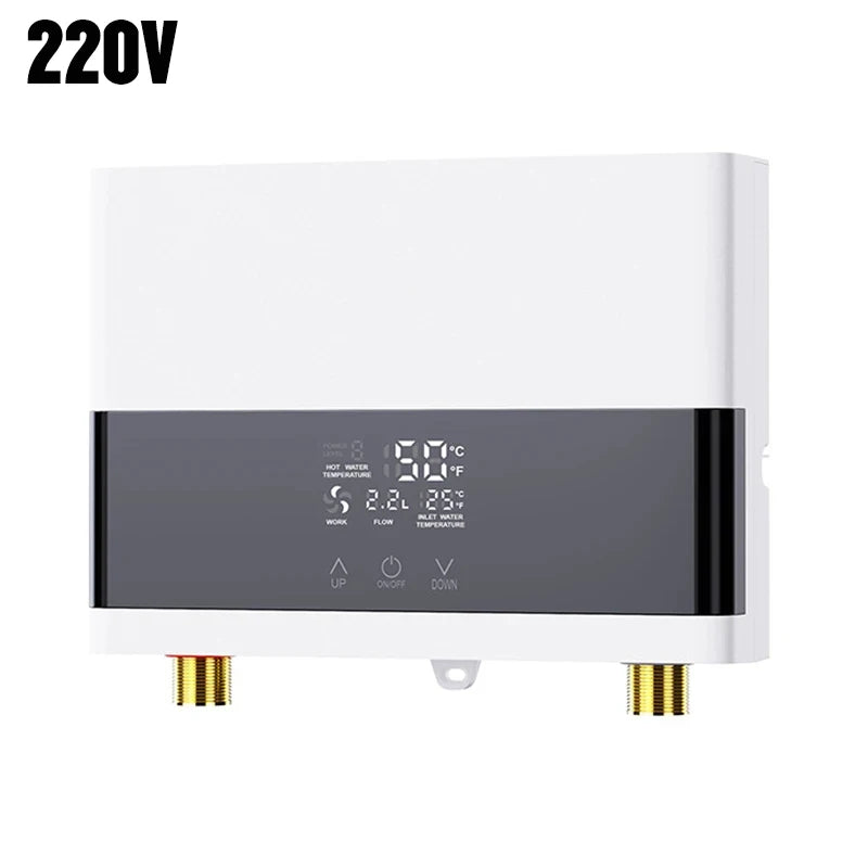 110V/220V Instant Water Heater Bathroom Kitchen Wall Mounted Electric Water Heater Hot Water Shower LCD Temperature Display