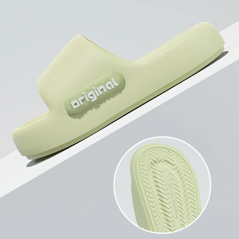 Zapatillas de nube con parte inferior gruesa, sandalias de plataforma con estampado de letras a la moda para mujer, cómodas chanclas de almohada de playa de suela suave 2025