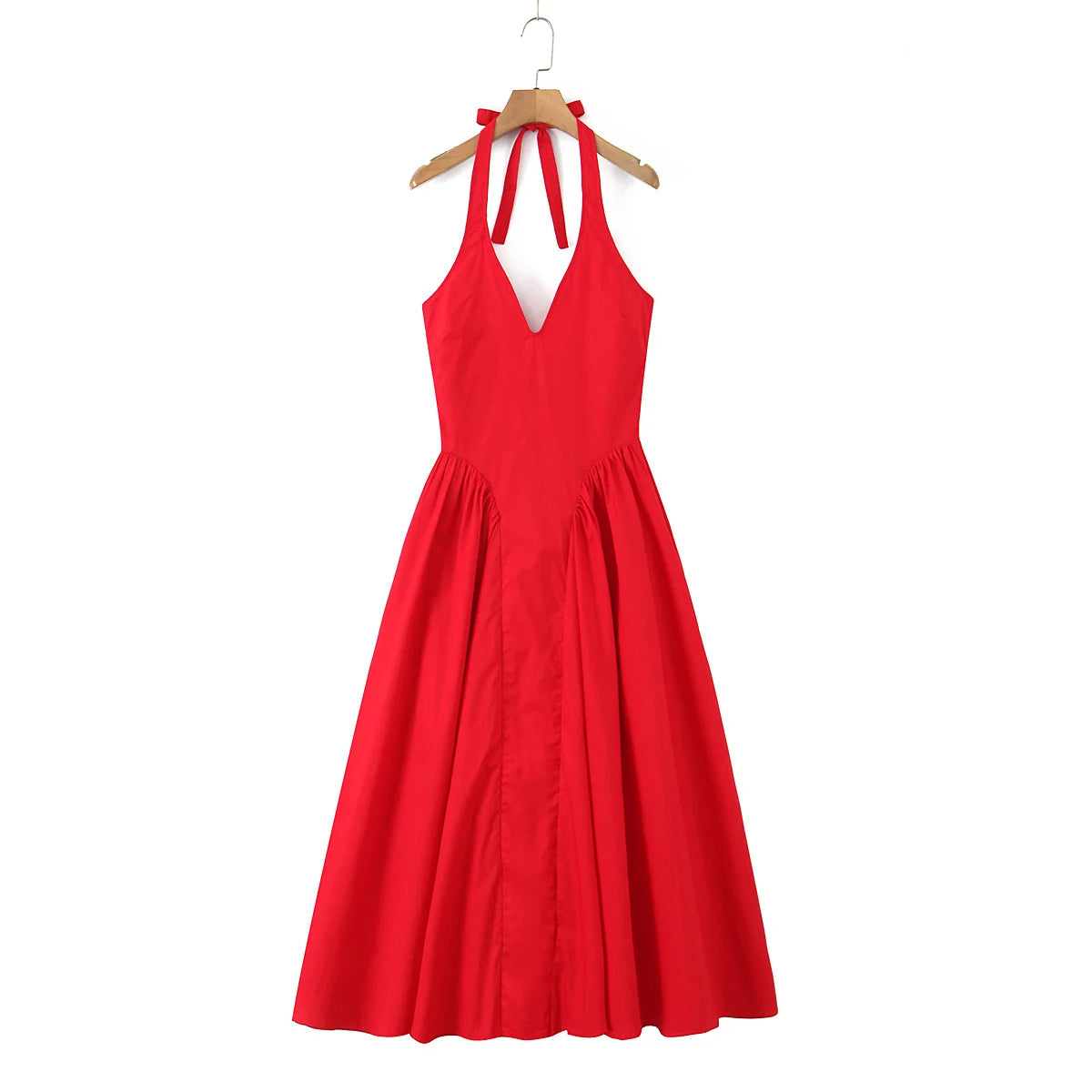 YENKYE-vestido Sexy con espalda descubierta para mujer, vestido verde elegante con cuello Halter, cintura baja, corte en A, Midi, vestidos de fiesta de noche de verano, bata de algodón