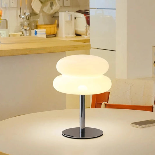 Lámpara de mesa, lámparas de dormitorio, enchufe USB, lámpara de mesa LED con forma de seta, iluminación ambiental para sala de estar y comedor (no de vidrio)