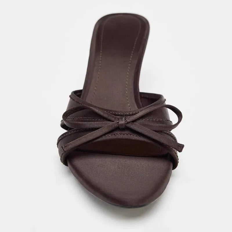 Zapatillas sexis de tacón alto de verano para mujer, Sandalias con punta abierta y nudo de mariposa a la moda para vestido de fiesta Stripper para mujer