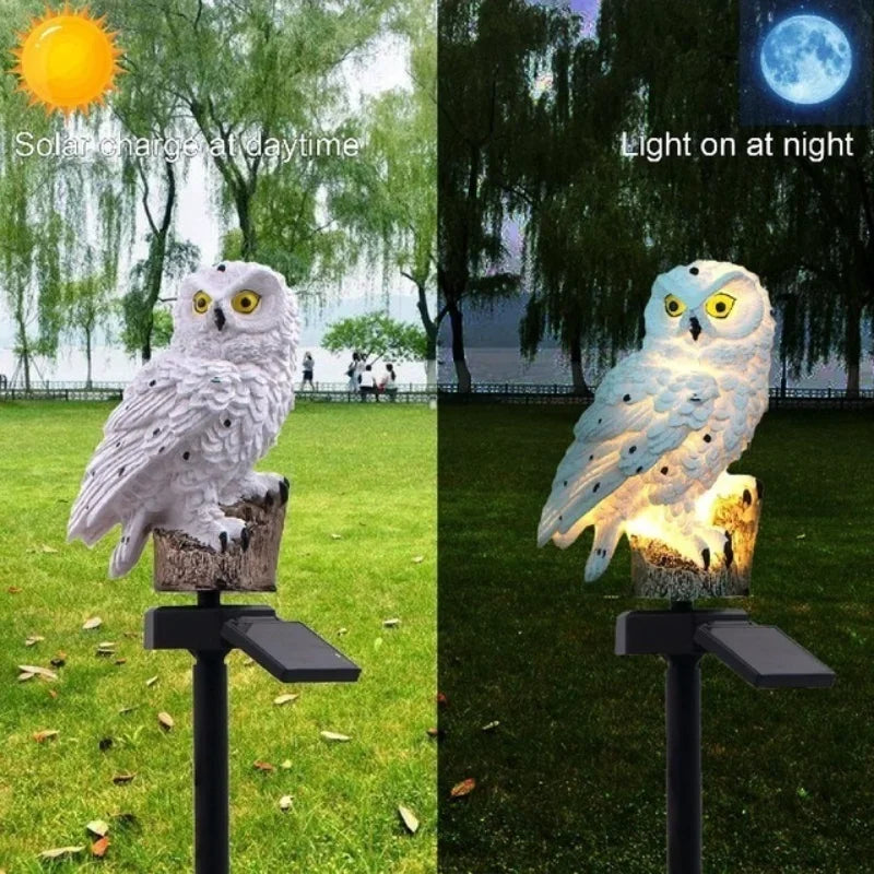 Nuevo 1 Uds. Luces de búho decorativas para exteriores, lámpara de pie para césped con energía Solar, iluminación de paisaje impermeable, camino, linterna LED de animales