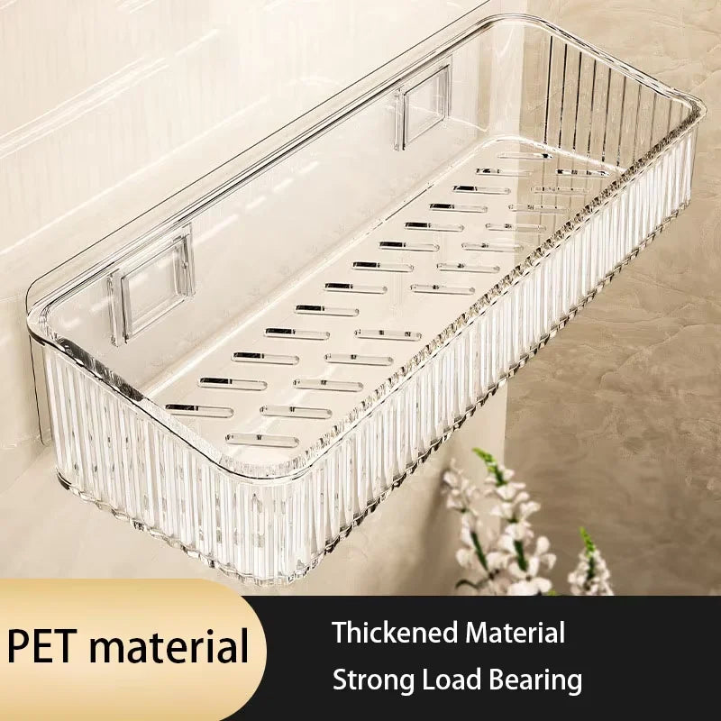 Estante de Almacenamiento de Lujo Ligero Sin Perforaciones para Baño, Soporte de Pared para Lavabo y Cosméticos