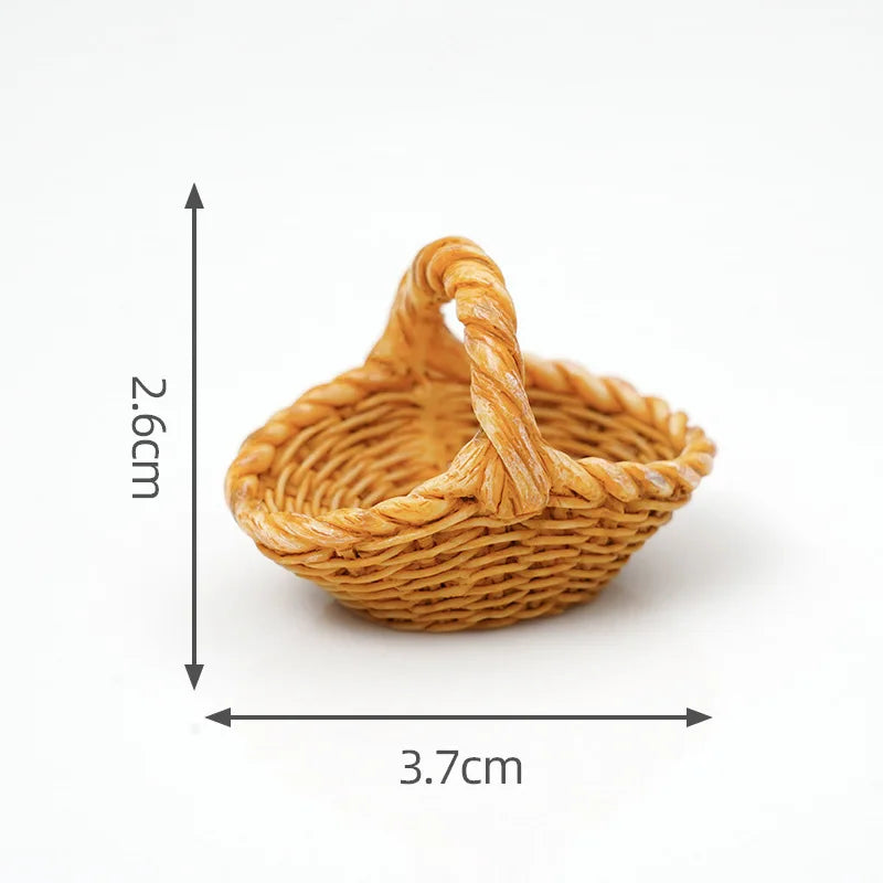 Cesta de Mimbre en Miniatura para Casa de Muñecas 1/12, Modelo de Cesta de Pan y Frutas, Accesorios para Escena de Cocina, Regalo para Niños