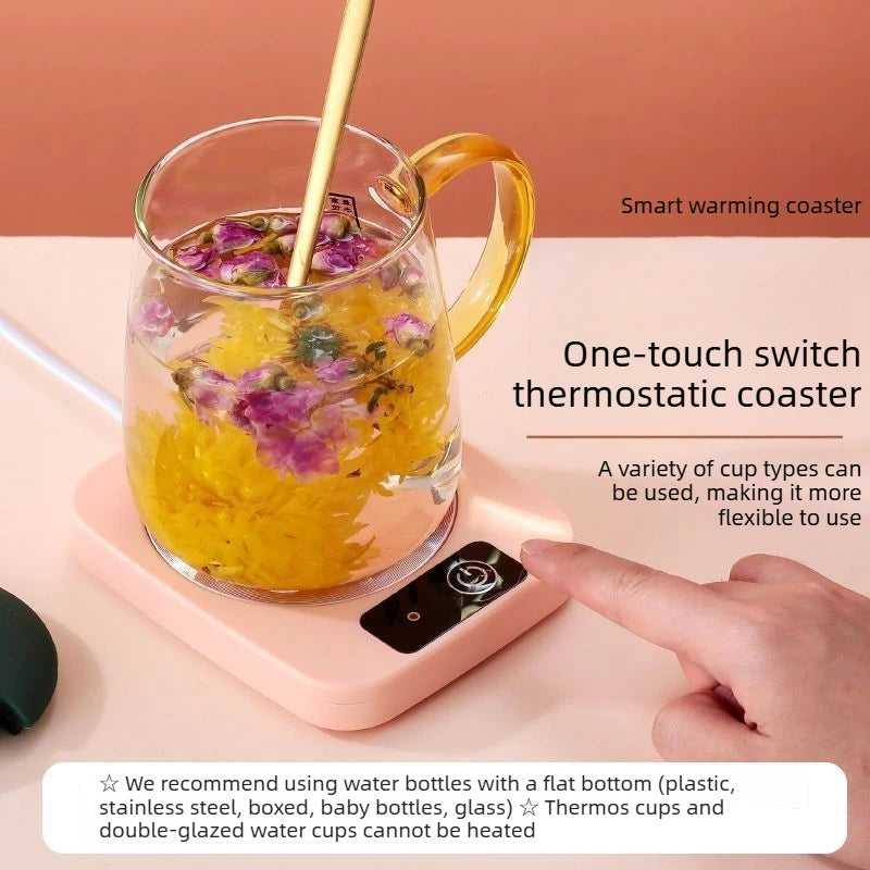 Calentador de Tazas Inteligente a 55 Grados, Enchufe EU/US 220V/110V, Almohadilla Térmica Aislada, Posavasos Calefactor para Leche, Café, Oficina, Té, Uso Doméstico