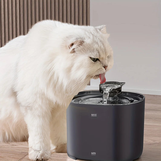 Fuente de agua para mascotas de 2,2 L, fuentes con dispensador automático de agua, agua potable dulce y filtrada y susurro, 1 ud.