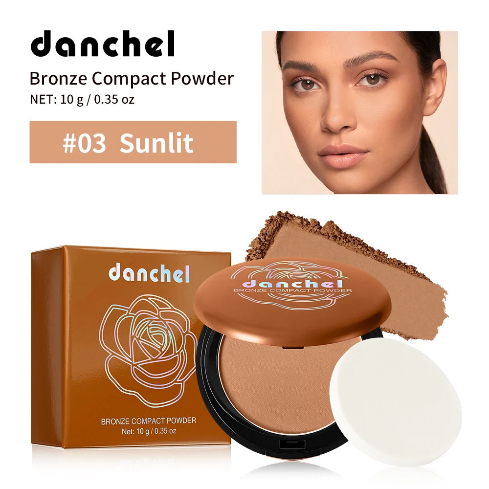 Polvo Compacto Mate Bronceado de Larga Duración, Control de Grasa, Define el Contorno Facial, Polvo Fijador con Acabado Mate Suave, Maquillaje Coreano