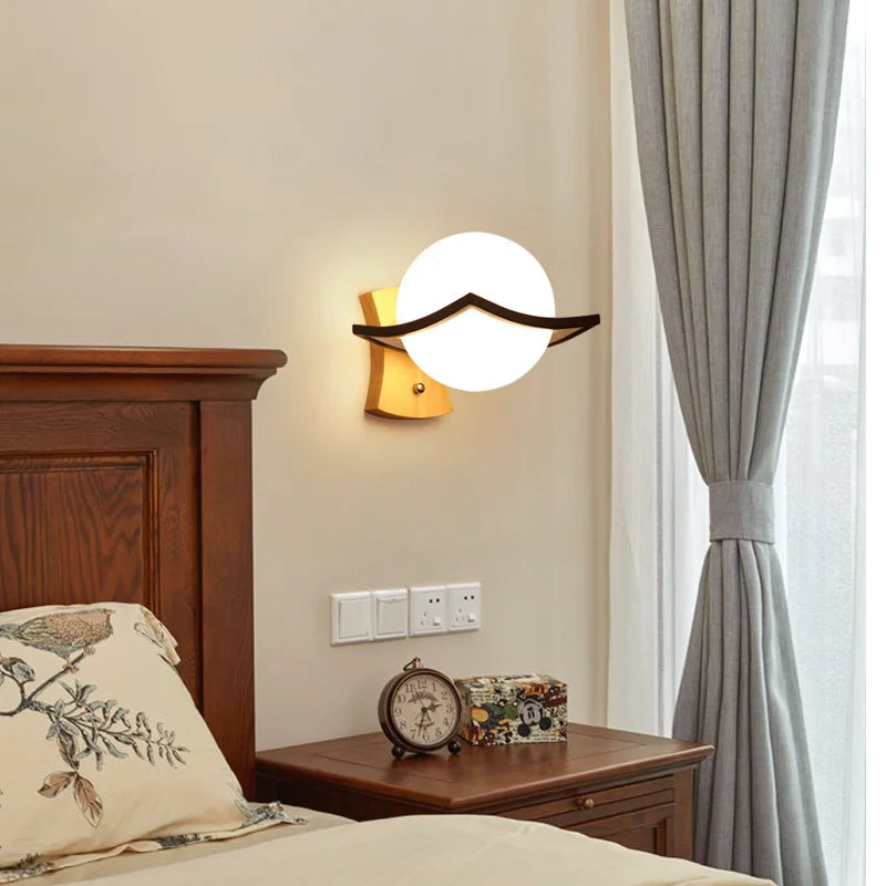 Lámparas de pared LED modernas, luces de madera para dormitorio, mesita de noche, escaleras, pasillo, aplique de iluminación montado Interior, accesorios de iluminación para decoración del hogar
