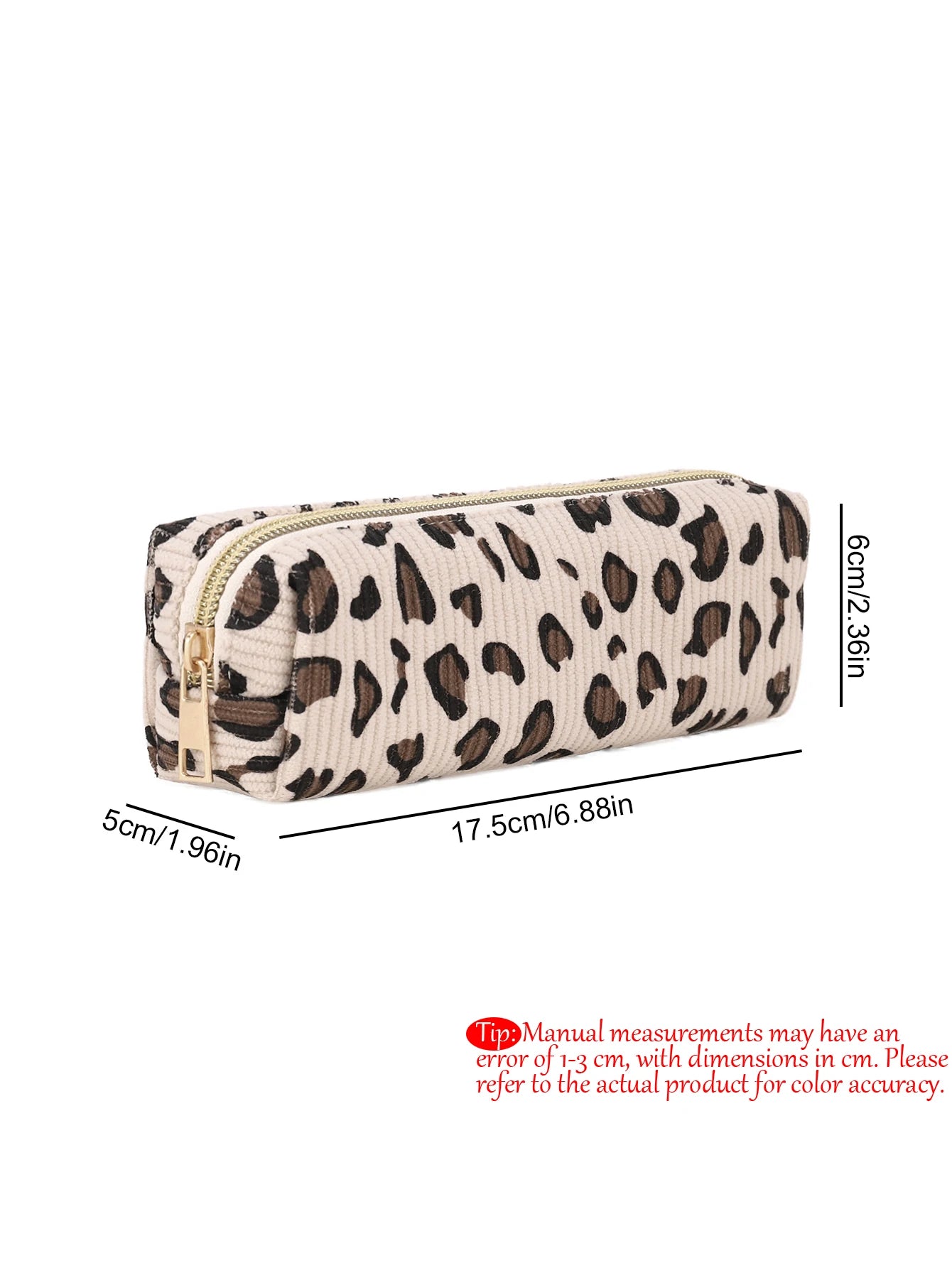 Estuche para lápices de pana con estampado de leopardo, organizador de papelería con cremallera de nailon, bolsa de viaje para maquillaje, regalo de regreso a la escuela para chicas adolescentes, 1 ud.