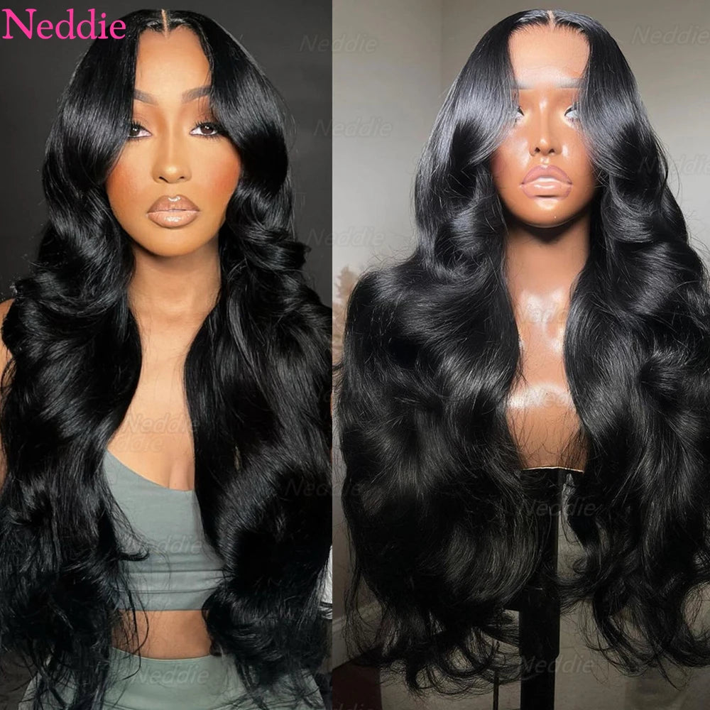 Neddie 250 densidad 13x6 HD transparente cuerpo onda encaje Frontal pelucas de cabello humano para mujeres brasileño 13x4 peluca con malla Frontal 30 40 pulgadas