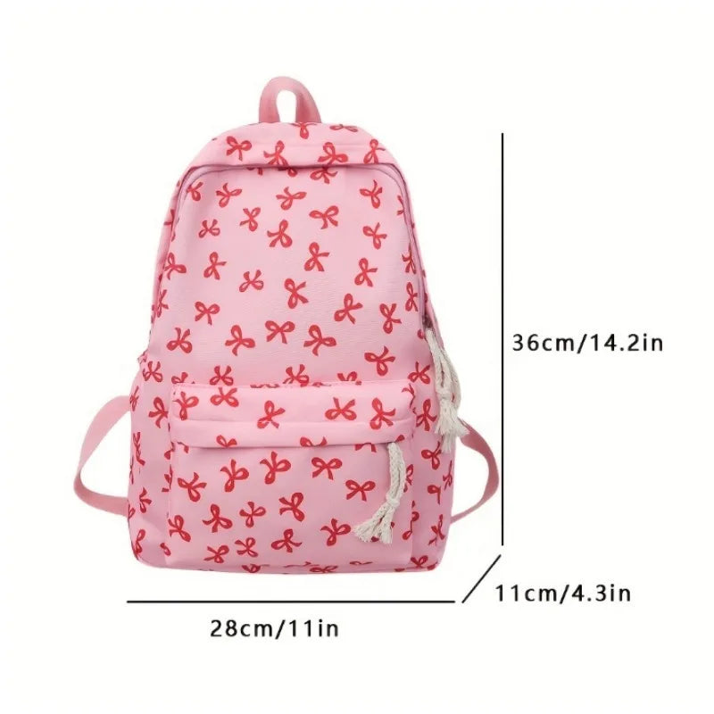 Mochila Moderna con Estampado de Lazo para la Escuela, con Protección para Laptop, Correas Ajustables, Regalo Perfecto para el Regreso a Clases para Niñas