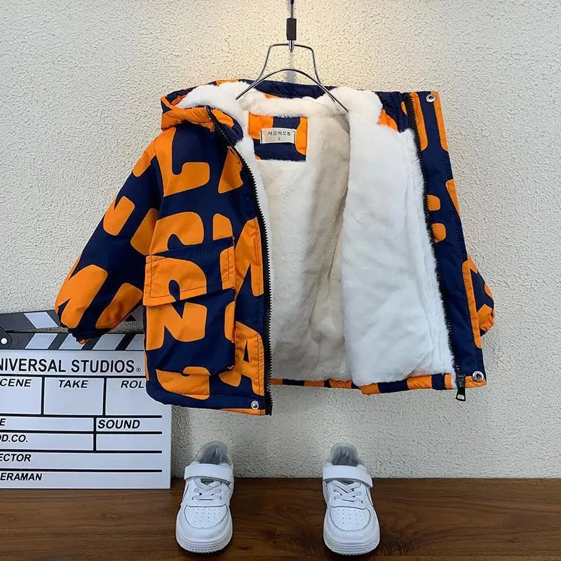 Abrigo para niños, chaqueta, prendas de vestir, Tops de algodón, moda 2023, grueso, además de terciopelo, abrigo de talla grande para invierno y otoño, ropa para niños