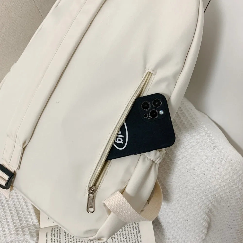 Mochila escolar de gran capacidad, mochila escolar con cremallera de color sólido para estudiantes universitarios, mochilas de compras de estilo sencillo, versión coreana