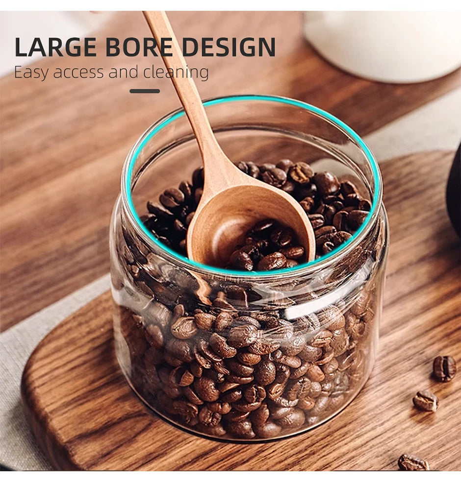 Frasco de Vidrio Hermético al Vacío para Almacenamiento de Granos de Café, Alimentos, Té, Frasco de Almacenamiento de Alimentos Frescos, Accesorios de Cocina