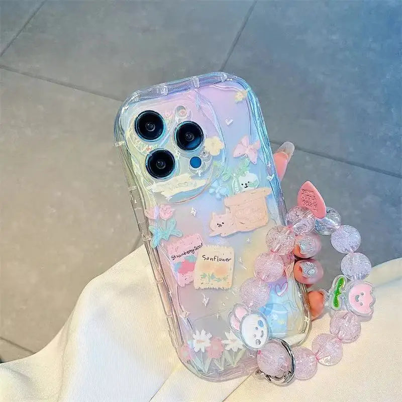 Funda con cadena de cereza 3D y flor de conejo para Realme 15 14 Pro Plus 13 12 12X C67 8i 8 C15 C12 C25 C25S C11 11 7 6 Pro 9i