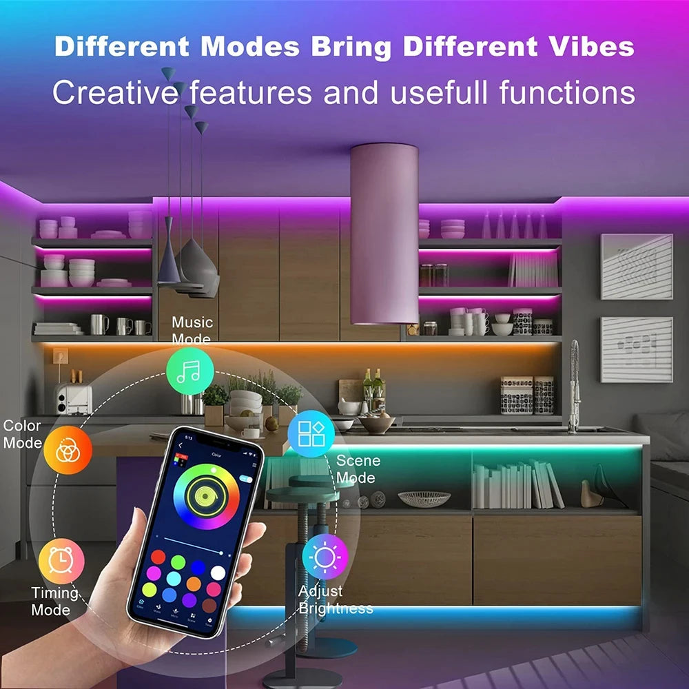 Tira de luces LED con Bluetooth, SMD inteligente 5050, aplicación remota, Control, cinta Flexible, lámpara de diodo, retroiluminación de TV, sala de juegos, decoración del hogar