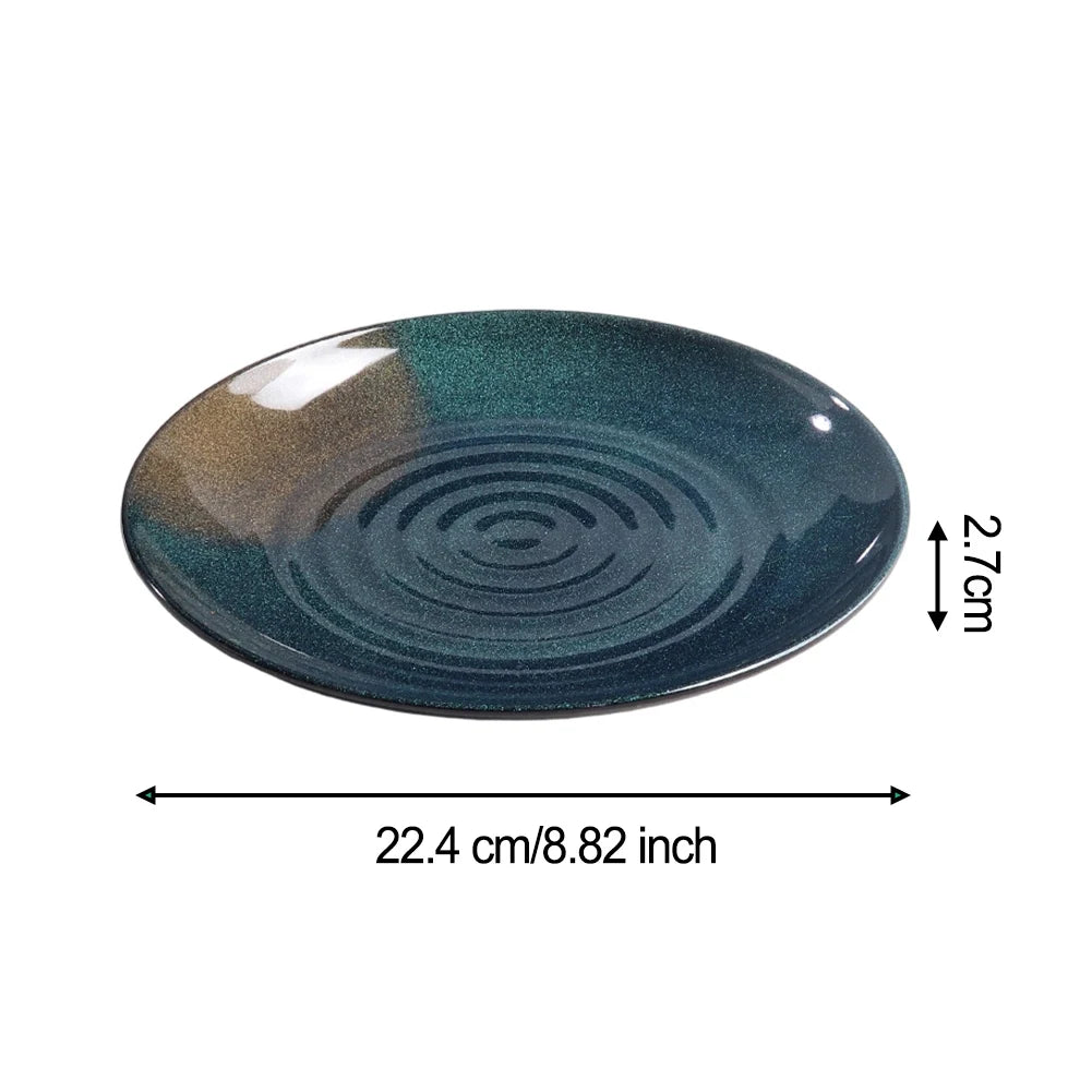 Juego de 6 Platos de Melamina Negros, Platos Planos con Ondas Concéntricas para Servir Platos Fríos, Filetes, para Restaurante, Hogar, Vajilla