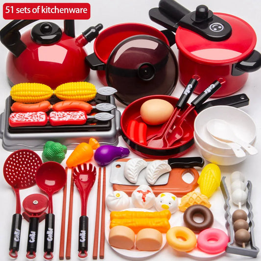 Juego de cocina educativo para niños: utensilios de cocina para juego de imitación con cocina de inducción simulada, juguetes de cocina y corte para niños