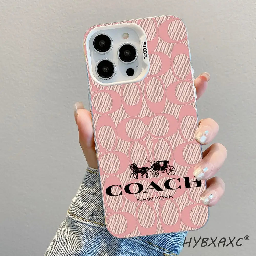 Funda C-Coach-s Cherries para iPhone 17 16 15 Pro MAX 14 13 12 16e 15Pro Plus, Carcasa Plateada 17Air, Fundas IMD