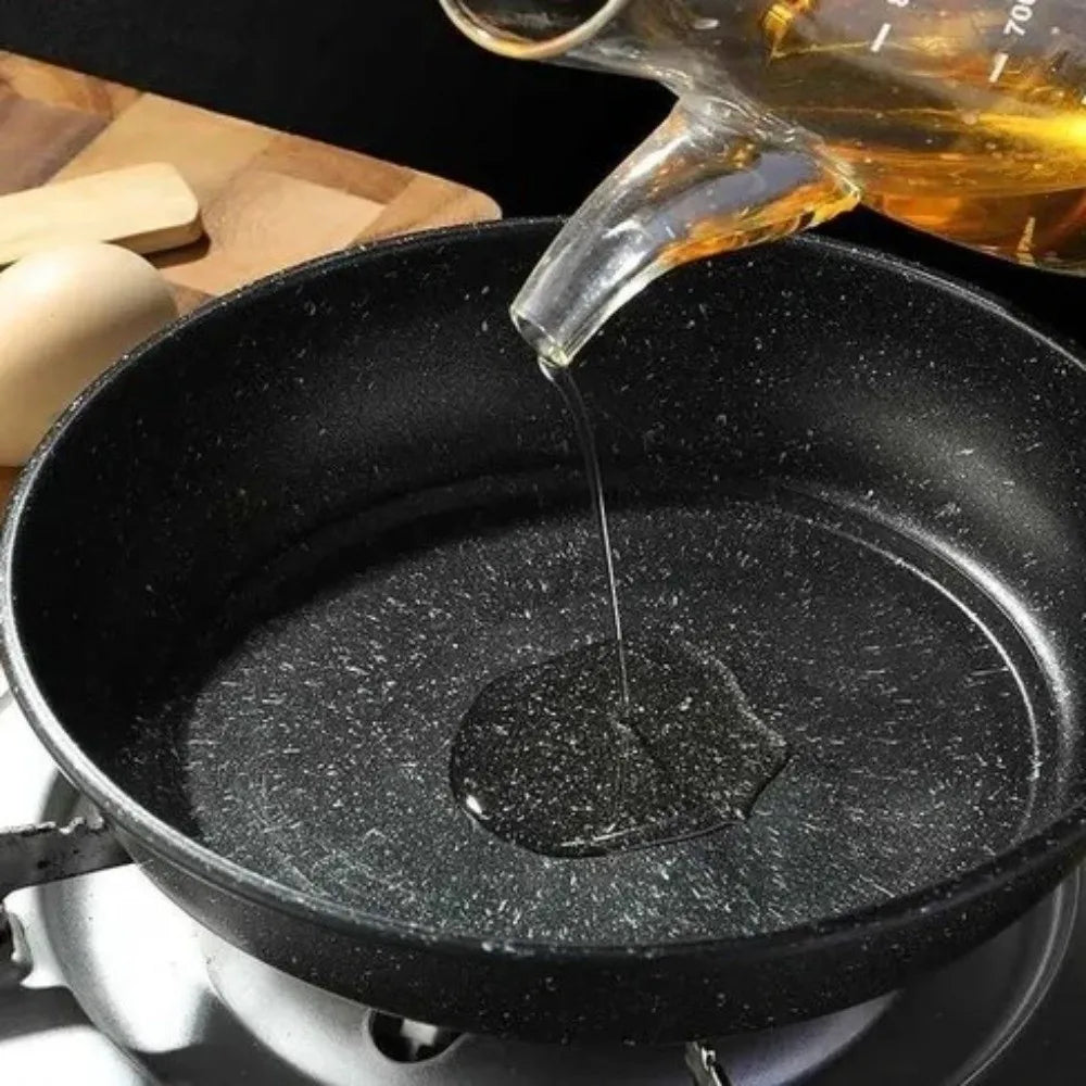 Sartén de piedra Maifan sin tapa de 18-25 cm, sartén antiadherente, utensilio de cocina grueso para cocinar carne, apto para cocinas de gas e inducción.