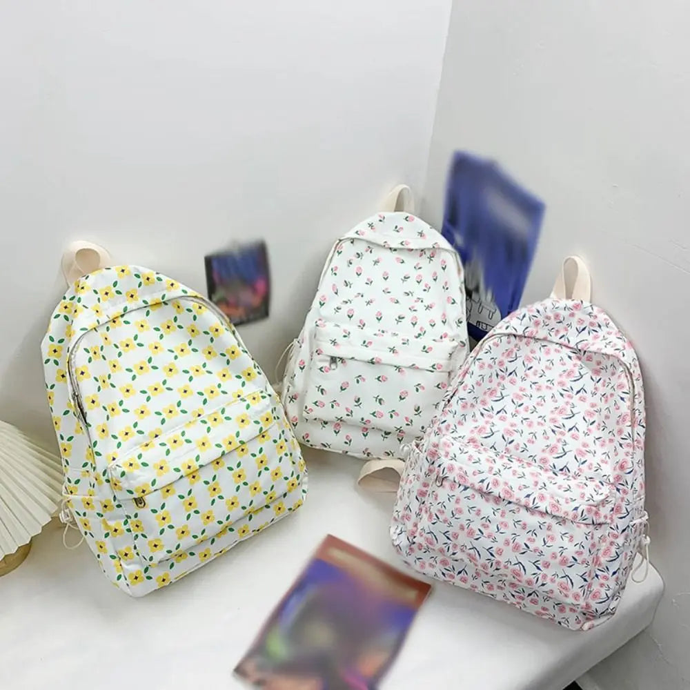 Mochila para estudiantes de moda de alta calidad, bolso escolar Floral de nailon para ocio, bolso de hombro informal estético para viaje