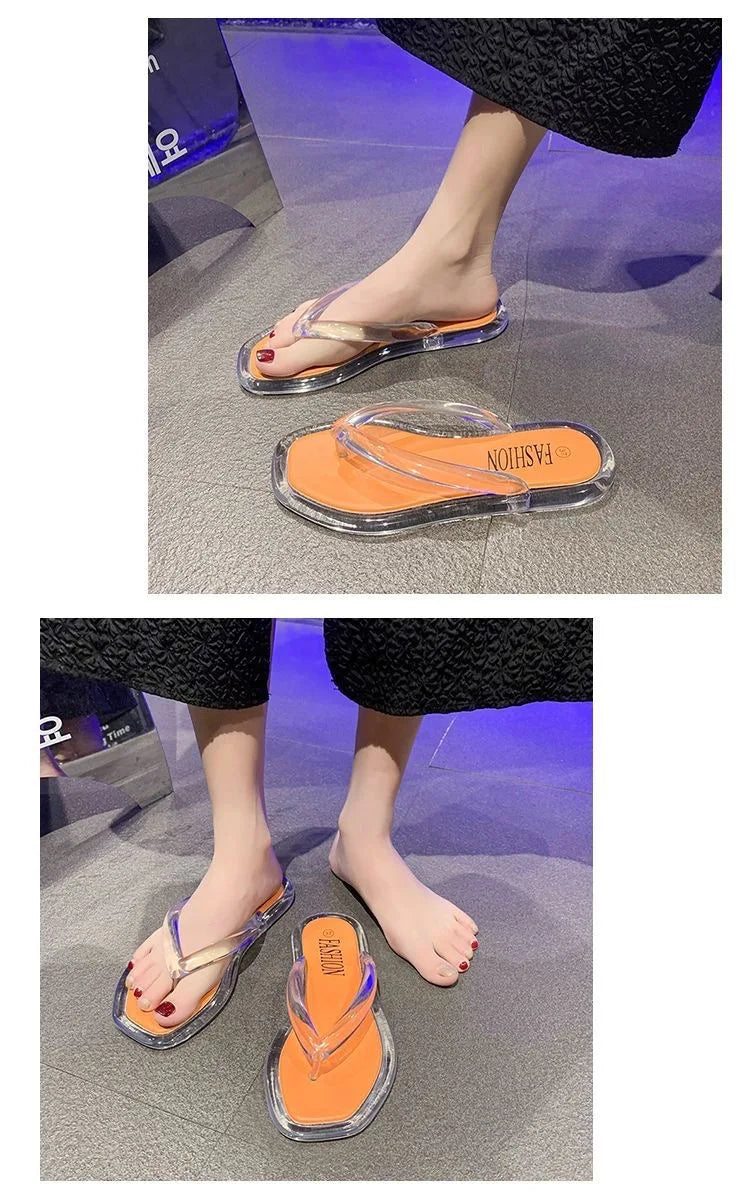 Sandalias de PVC con purpurina, chanclas de goma de talla grande para mujer, sandalias de playa, sandalias bajas, sandalias hawaianas de PVC, sandalias romanas, verano 2026
