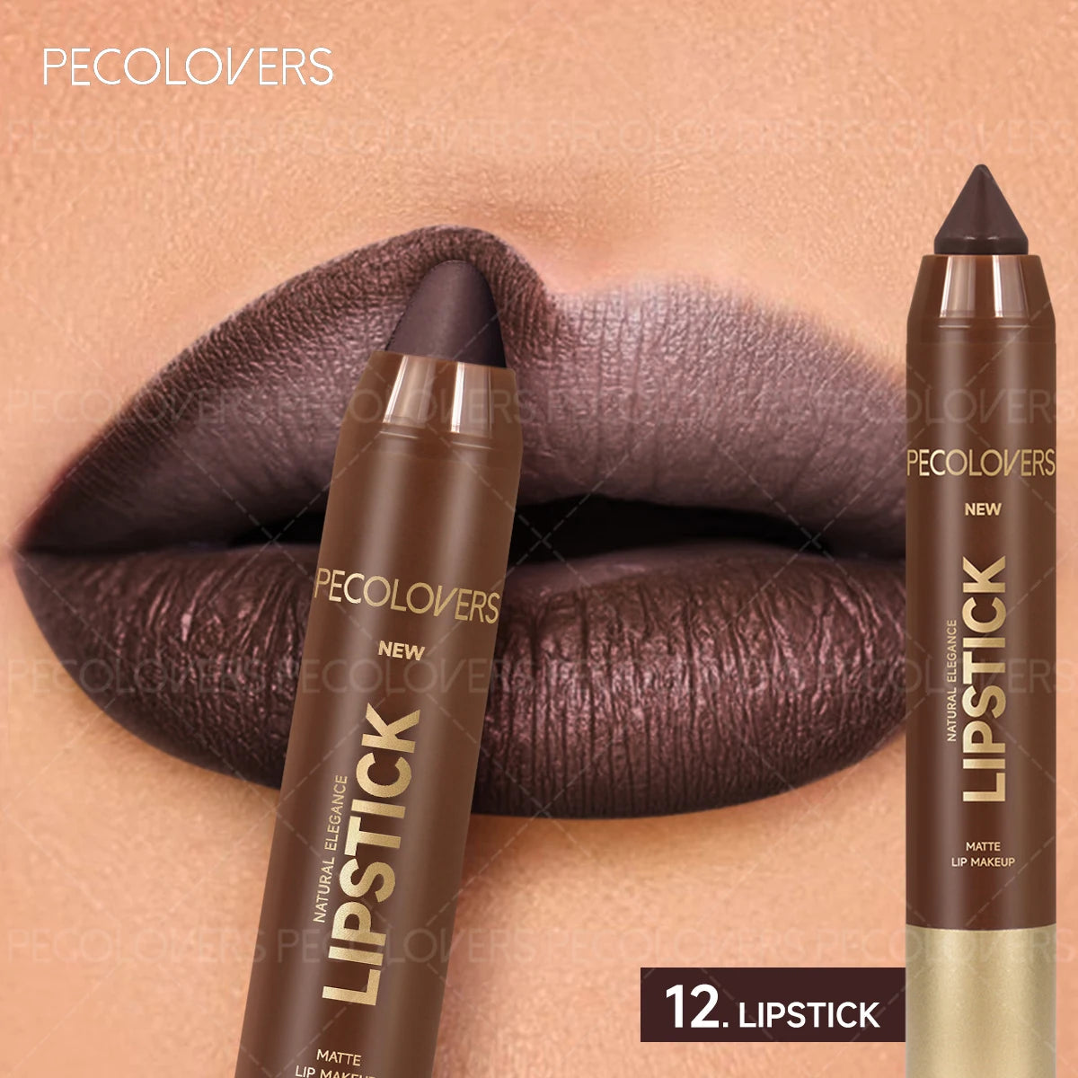 Delineador de labios y lápiz labial 2 en 1 (1 unidad): acabado mate, para definir el contorno de labios, se adapta a estilos de maquillaje de otoño e invierno