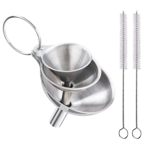 Juego de embudos de cocina de acero inoxidable, embudos metálicos de calidad alimentaria para llenar botellas, embudos pequeños para especias de aceites esenciales, 3/5 Uds.