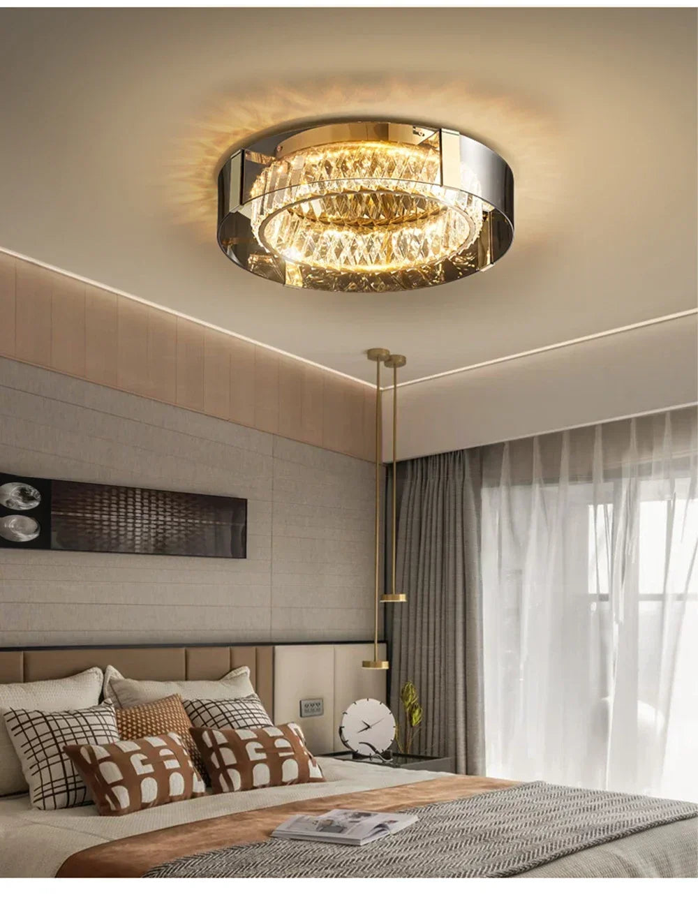 Luces de techo de cristal, luces LED, candelabro de techo moderno, lámparas regulables de lujo, decoración de habitación, Plafonnier, decoración del hogar para dormitorio