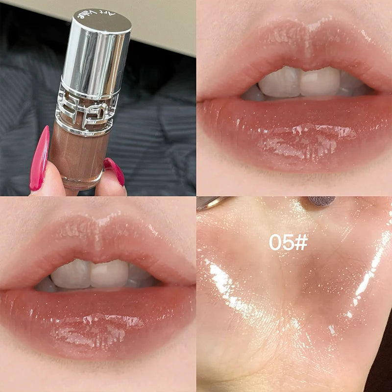 Brillo Labial Efecto Espejo, Resistente al Agua y de Larga Duración, No se Pega a la Taza, Textura Sedosa, Efecto de Maquillaje Natural