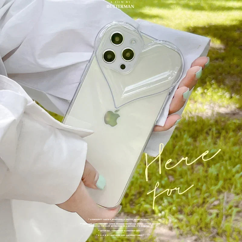 Fundas de teléfono con lente protectora de corazón de amor para IPhone 17 16 Pro Max 15 14 13 12 11 Pro Xs XR 7 8 Plus SE2/SE3 TPU cubierta trasera a prueba de golpes