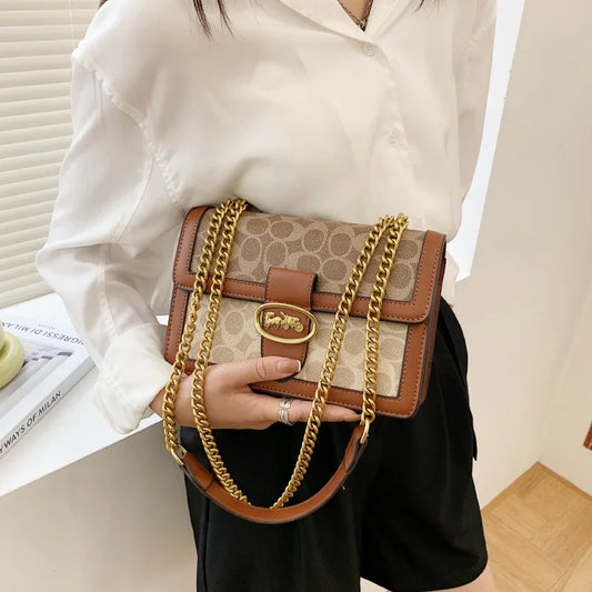 Bolso cruzado de alta gama con contraste de Color para mujer, bolso de hombro pequeño y versátil de diseñador de lujo ligero a la moda