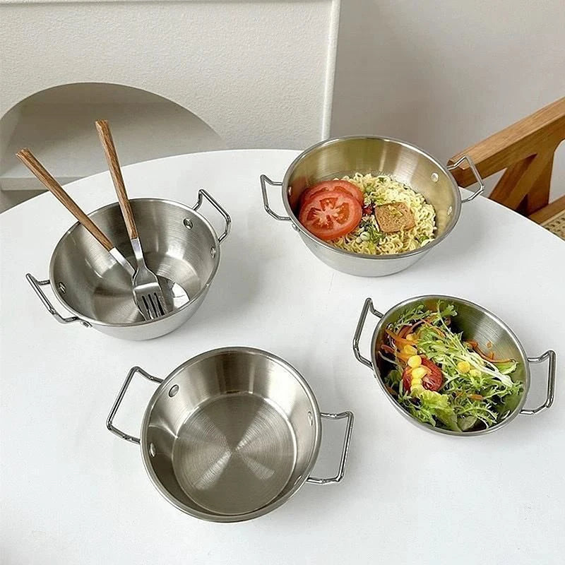 Olla de arroz y mariscos de acero inoxidable, sartén Paella para cocinar en casa, platos para Picnic, utensilios de cocina, cacerola, ollas secas con mango para Cocina