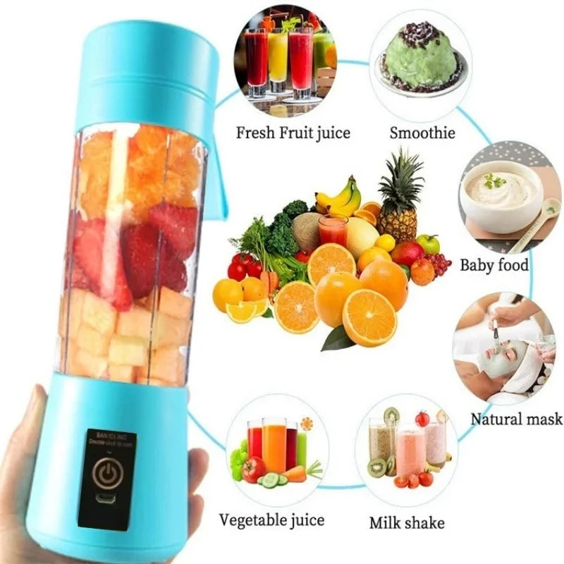 Licuadora de jugos doméstica de 380 ml, mini licuadora eléctrica, licuadora de batidos recargable por USB, licuadora portátil, electrodomésticos para el hogar
