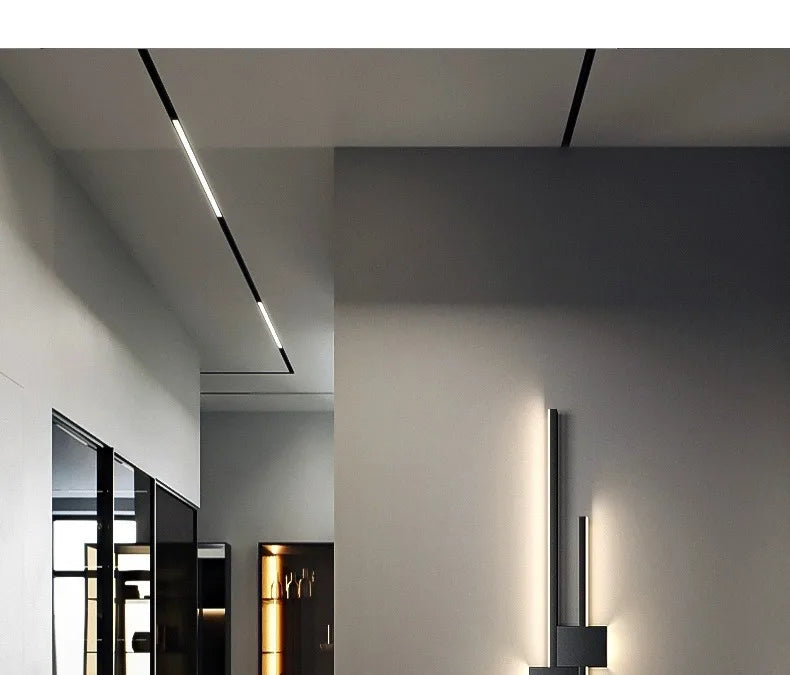 Lámparas de pared con luces LED, decoración de sofá, sala de estar, Fondo de TV, rejilla de madera, barra de dormitorio, tira larga