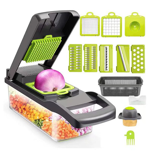 Cortador de verduras, mandolina, rallador de queso, comida, cebolla, ensalada, picador de verduras con contenedor, utensilios de cocina