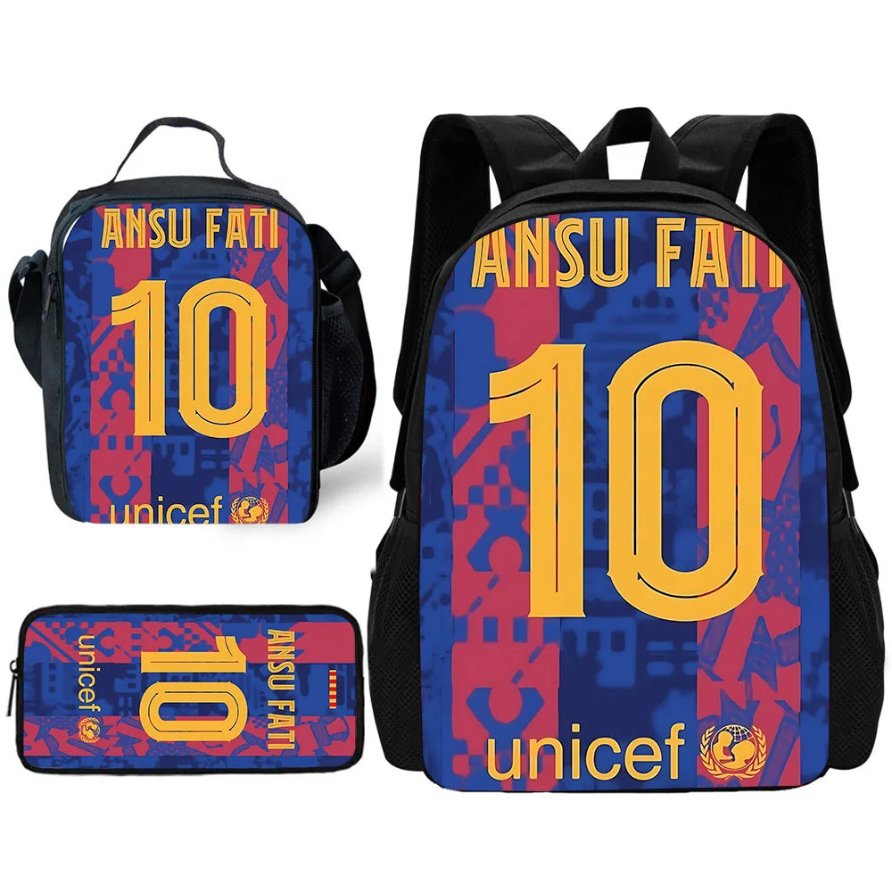 Mochila escolar para niños, fútbol, Lamine Yamals, con bolsas para el almuerzo, bolsas para lápices, mochilas escolares para niños y niñas, el mejor regalo