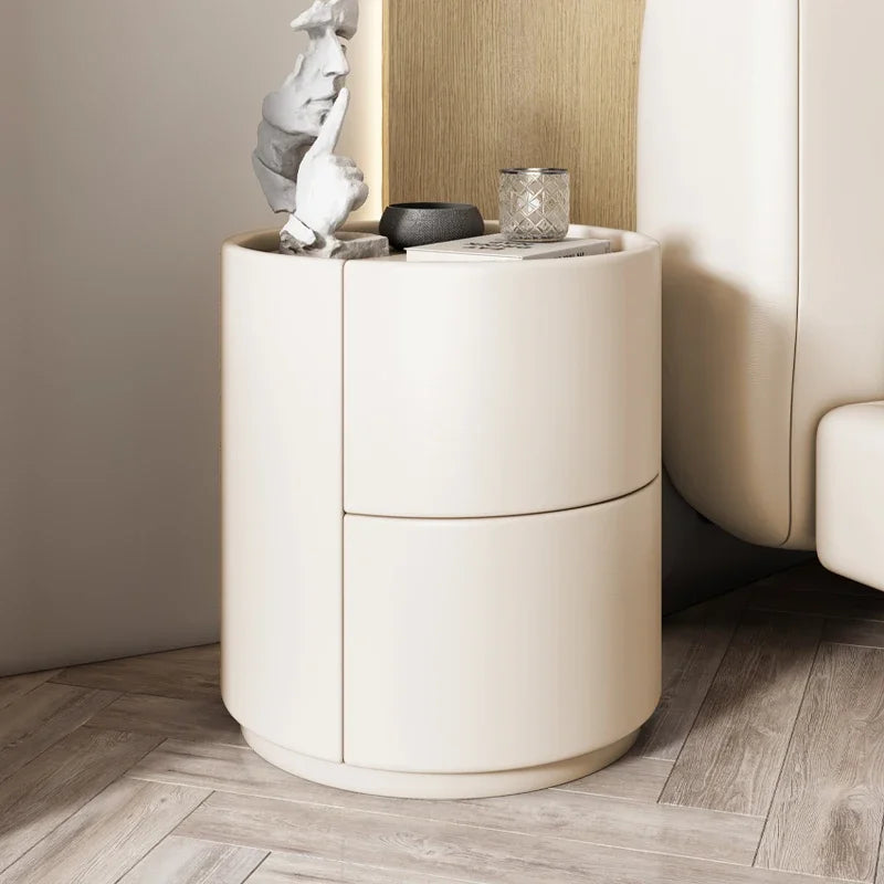 Gabinete lateral para sofá de sala de estar, mesita de noche redonda creativa de madera maciza, nuevo gabinete de almacenamiento para dormitorio pequeño y moderno y sencillo