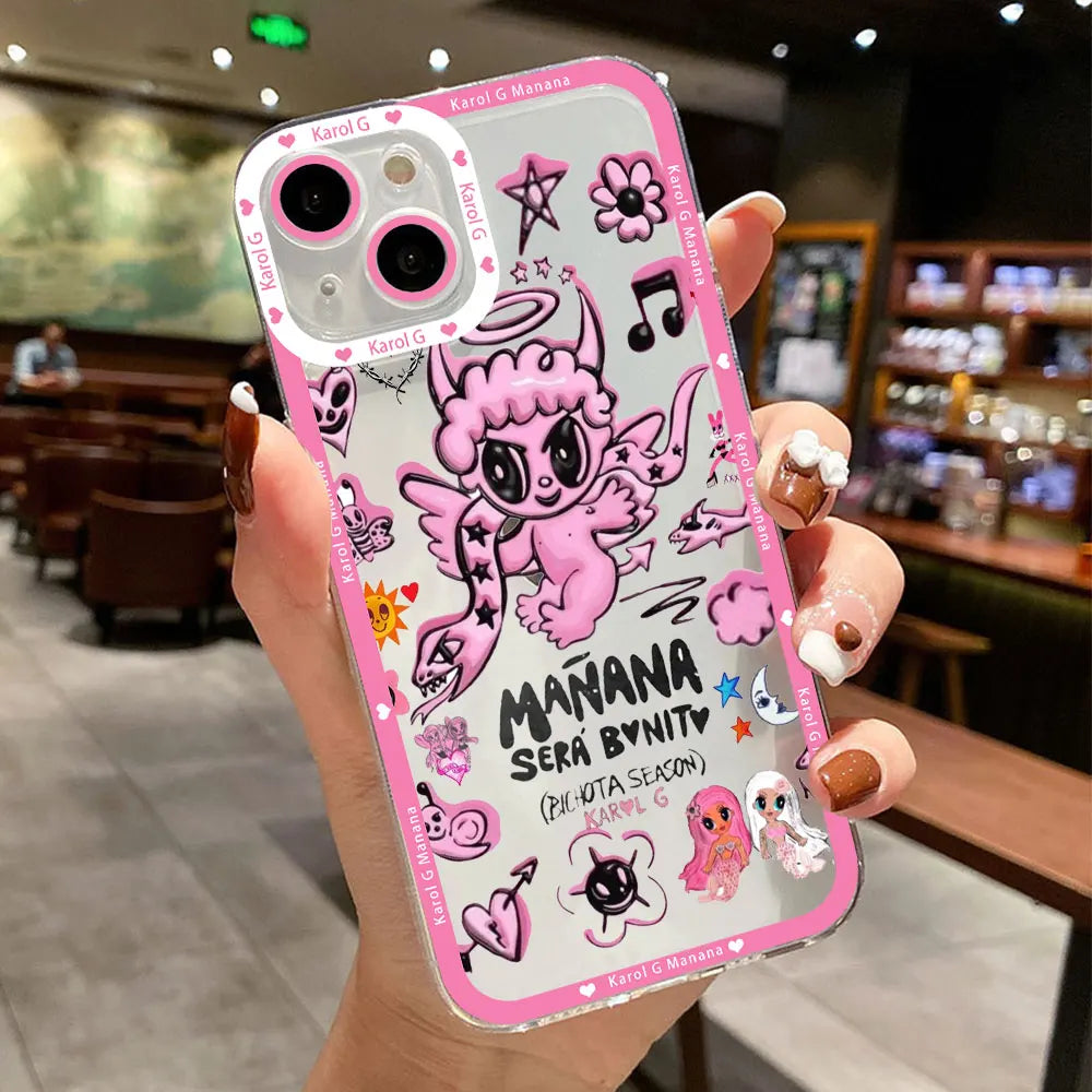 Karol G Manana Sera Bonito funda de teléfono para IPhone 16 15 14 13 12 11 Mini Pro Max X XR XSMax 7 8 Plus cubierta de TPU suave transparente